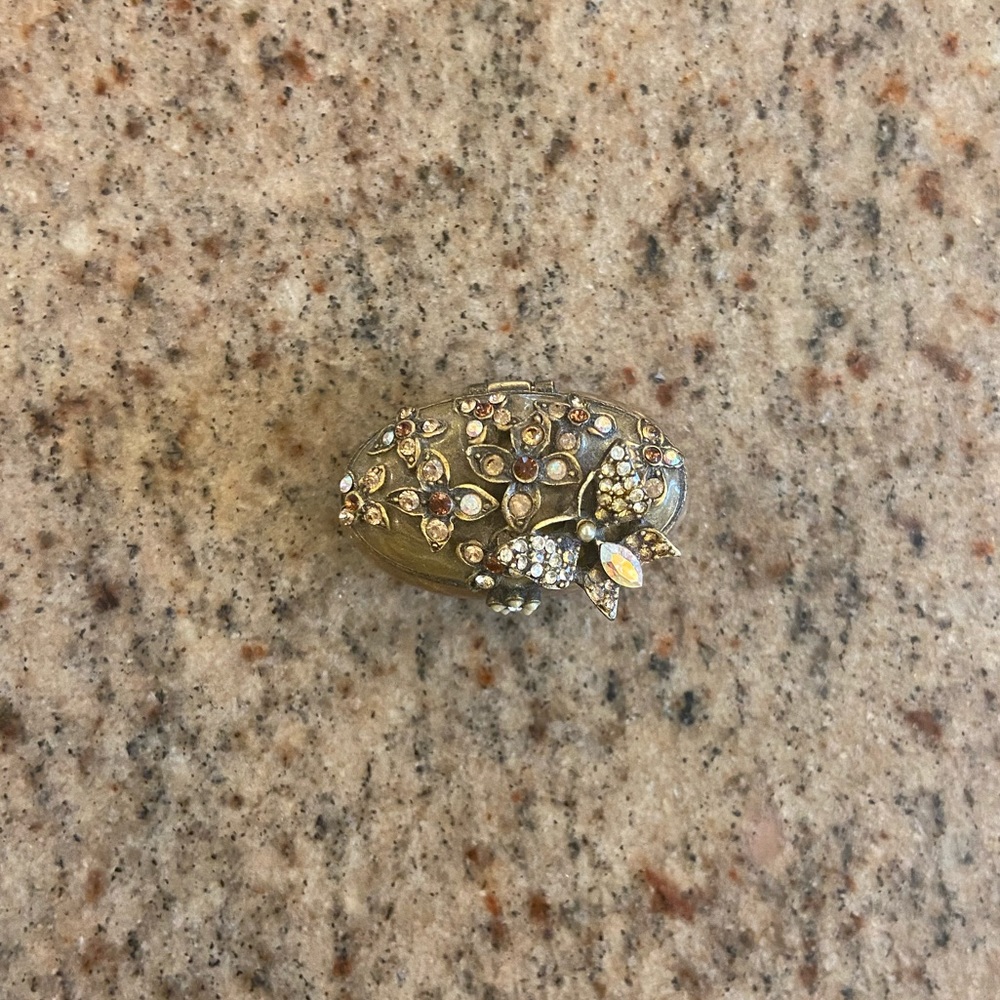 Jay Strongwater Oval Butterfly Pill Box